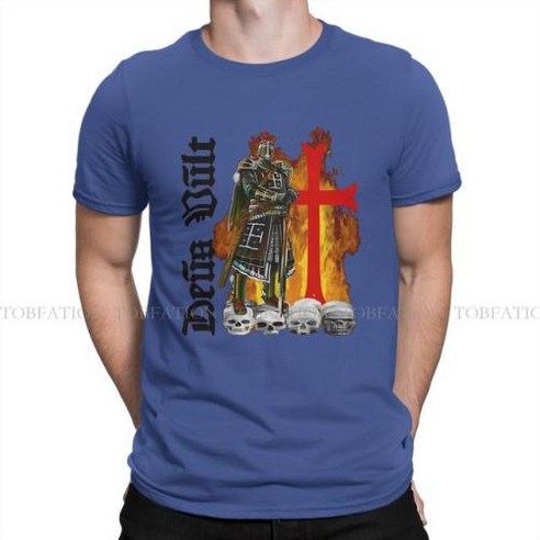데우스모토져지 데우스져지 나이츠 템플라 남성용 최신 티셔츠 DEUS VULT 라운드 칼라 순면 맞춤형 생일 선물 상의, 76) 네이비 블루 - XL