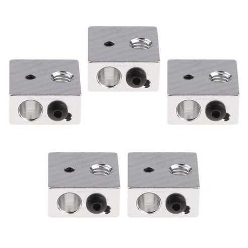 MK7 MK8 3D 프린터 압출기용 알루미늄 히터 블록 5개들이 팩, 20x20x10mm, 실버