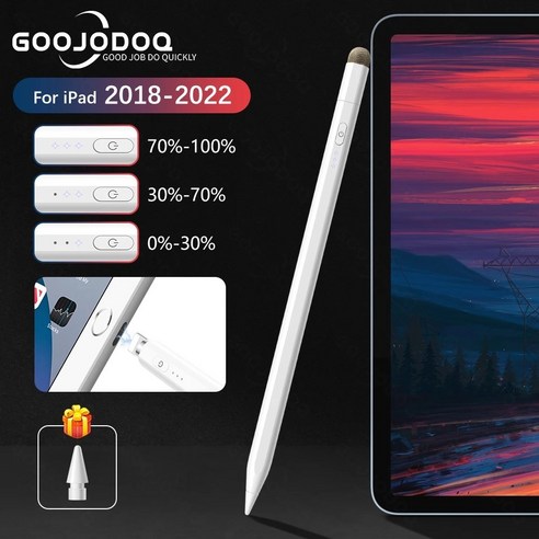 GOOJODOQ 아이패드 호환 스타일러스 스마트 터치펜, 흰색, 1개