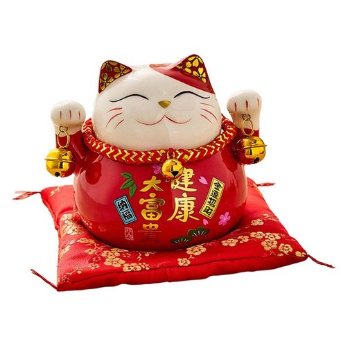 중국어 maneki neko 행운을 빕니다 고양이 돼지 저금통 풍수 kawaii 세라믹 입상 축복 행운 부 장식 흔들며 손짓 동전, 건강한