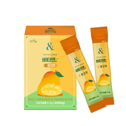 비타앤 비타민 C 레몬맛&망고맛 2.1g B6 B2 B군 스틱 고함량 고용량 분말 가루 파우더 30포 60포 90포 120포, 망고맛, 30개입