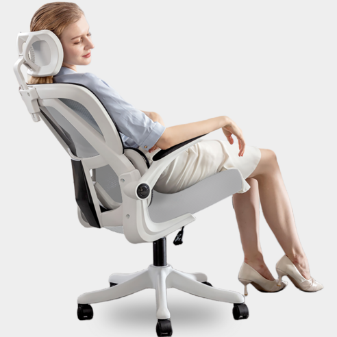 KURUA 허리받침 메쉬 사무용 의자, 라텍스+틸팅가능