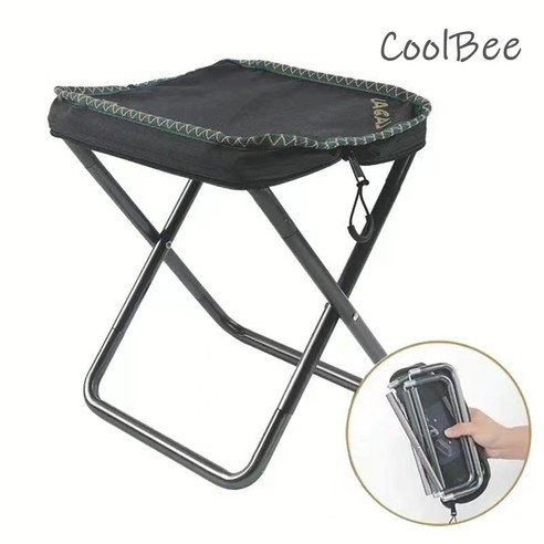 CoolBee 초경량 접이식 의자 분리형 캠핑 등산 낚시 휴대용, 블랙