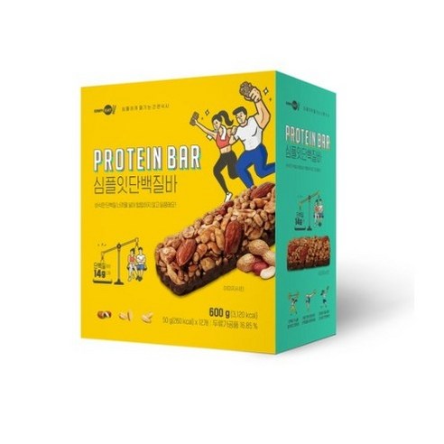 에스앤푸드 심플잇 단백질바 12p, 600g, 2개