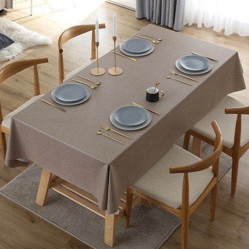 식탁보 심플 방수 가정용 테이블보 식탁커버 슬림소녀 Tablecloth, 갈색, 120*180cm, 1개