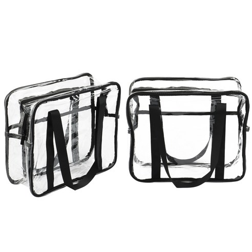 Xzante 윈드 젤리 원 숄더 워시 백 휴대용 여행 대용량 보관 가방 투명 PVC 방수, 검은 색