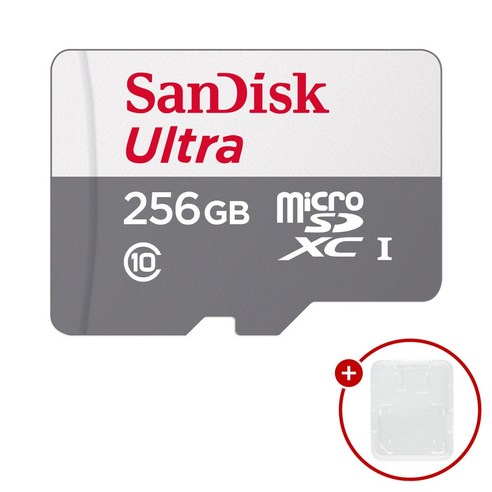 샌디스크 마이크로SD카드 울트라 SDSQUNR + SD카드 케이스, 1개, 256GB