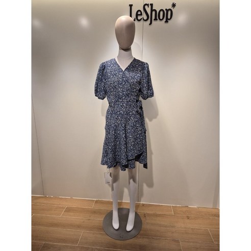 르샵 여성 브이넥 프린트 셔링 랩 미니 원피스 L2F25WOP080 (백화점정품)ST6592