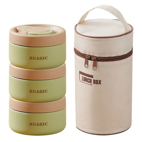 SGAKIC 진공 직장인 보온 도시락통 스텐도시락 480ml, 3개, 그린
