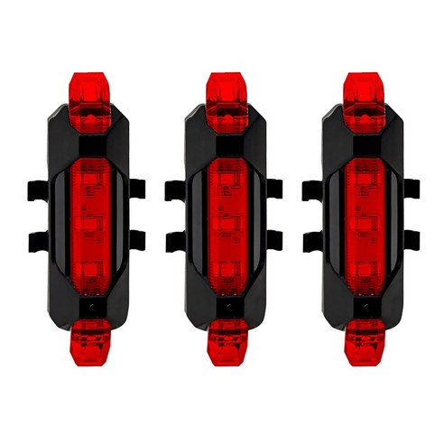 EL-918 자전거 후미등 USB 충전, 레드, 3개