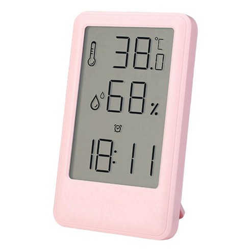 침실 장식을 위한 디지털 알람 시계 온도 표시 습도계, 분홍, ABS 플라스틱