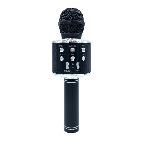 Decdeal 가라오케 블루투스 마이크 녹음 노래 LED 빛 휴대용 무선 WS858L, 블랙