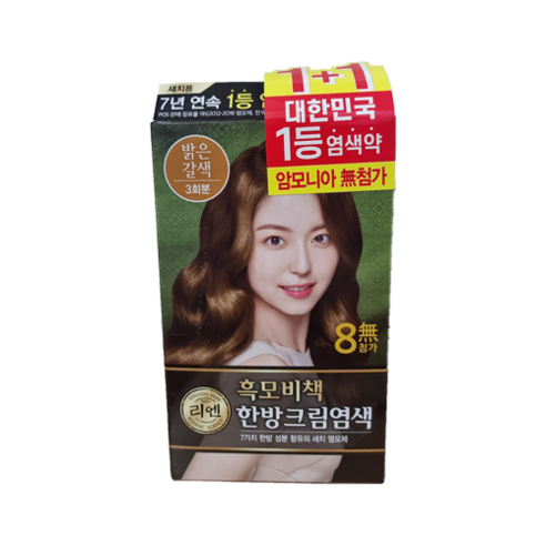 엘라스틴 살롱드컬러 염색약 밝은갈색 3개, 리엔 흑모비책크림 염색약 밝은갈색, 120g, 3개