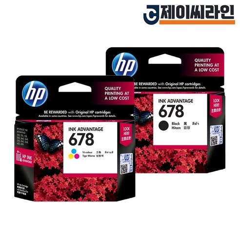   HP 정품잉크 678검정 컬러 2색 세트 데스크젯 1015 2515 2545 2546 2548, 1개, 정품_678검정,컬러 세트