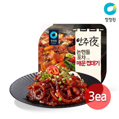 청정원 안주야 논현동 포차스타일 매운껍데기 180g x 3팩, 3개