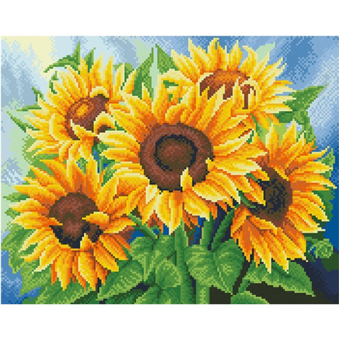 보석십자수 캔버스형 50 x 40 cm 해바라기 사과 풍수, T19 만개한 해바라기, 1개