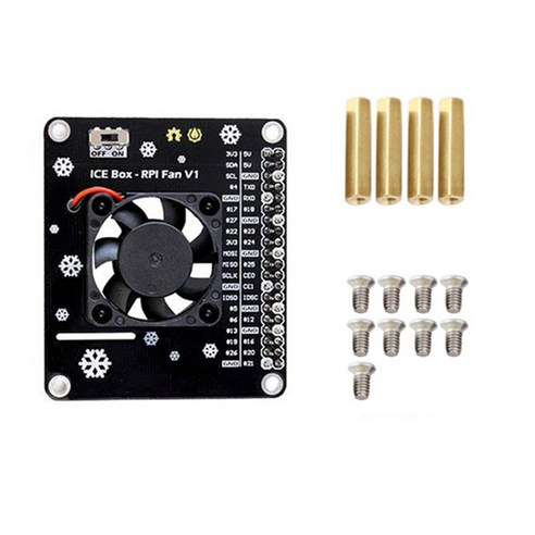 Monland 라즈베리 파이 4B/3B +/3B 그린 라이트와 호환되는 LED가 있는 GPIO 냉각 팬 확장 보드용, 검은 색