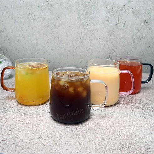 샤르망 홈카페 투명 내열유리컵, 소프트 머그컵 520ml, 4개