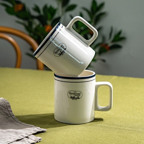 시라쿠스 뉴욕 킹스인 클래식 감성 심플 머그컵, 일자머그(300ml), 2개, 미드나잇 블루