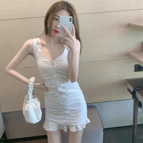 미니 드레스 여성의 프랑스 흰색 기질 스커트 새로운 여름 슬림 스커트