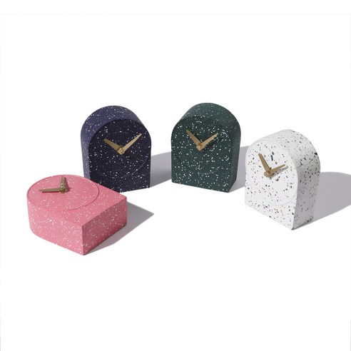핸드메이드 인테리어 오브제 무소음 탁상시계 TOWER CLOCK, 화이트
