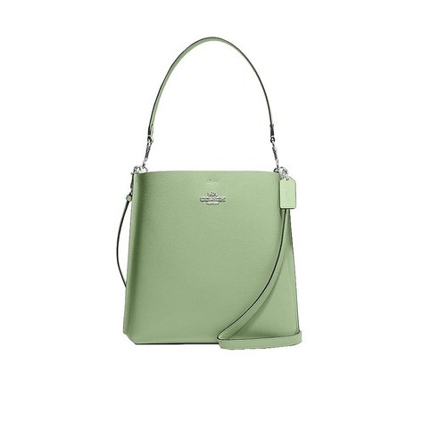 코치숄더백 코치 여성용 Mollie 더블 페이스 가죽 버킷 백 페일 피스타치오
