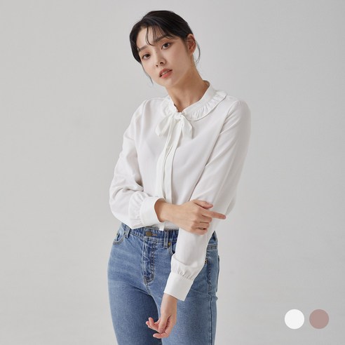 클라비스 도톰 솔리드 타이 블라우스