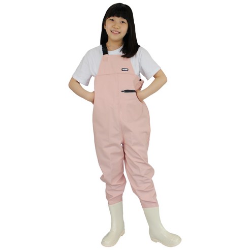마이랭 어린이 갯벌체험옷 갯벌장화옷 전신장화 해루질 가슴장화 일체형장화, 고급형 _인디핑크, 220