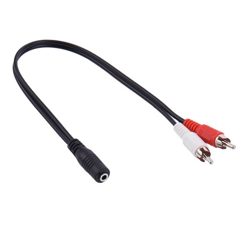RCA 남성에게 오디오 여성 잭 3.5mm Female to Dual RCA Male 케이블 3.5mm 잭-2 RCA 어댑터, 블랙, 340x25x15mm, 플라스틱