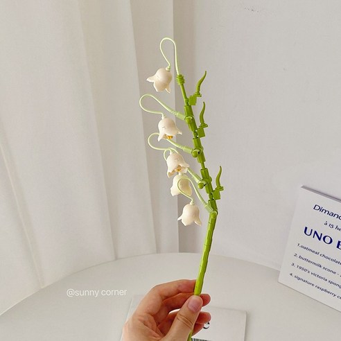 활력 코너 빌딩 블록 꽃다발 어셈블리 인공 꽃 하늘 스타 릴리 인공 꽃 영원한 꽃 장식 꽃 장식품, 릴리(직접조립해야합니다), 하나