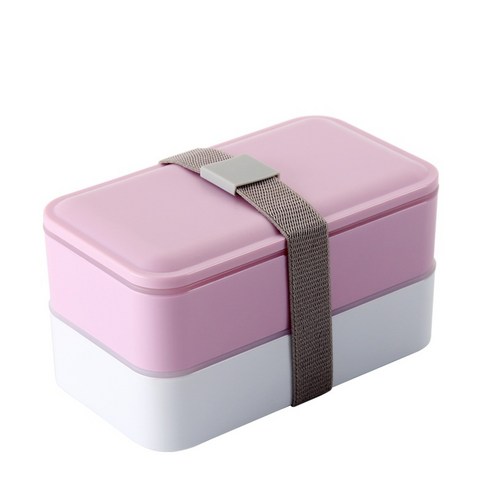 [LM] Bento box set 수프 머그잔이있는 일본식 도시락 상자 이중 밀봉 절연 휴대용 식품 저장 용기 Microwavable, Pink