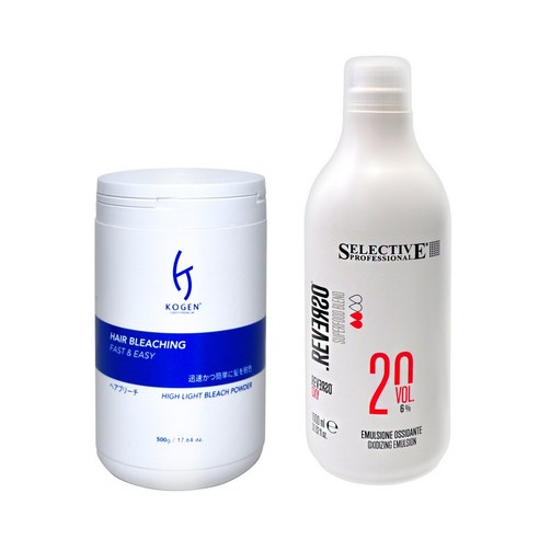 코겐 파워 브리치 탈색약 500 + 셀렉티브 6% 산화제 1000ml, 1개, 1L