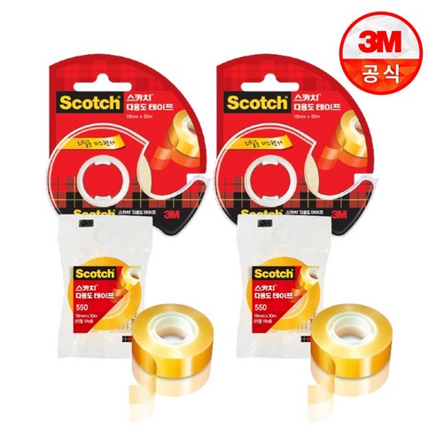3M 스카치 투명 테이프 583D 18mm*30m 리필 세트, 1개, 투명 테이프 디스펜서 583D 2개+550리필2개 세트