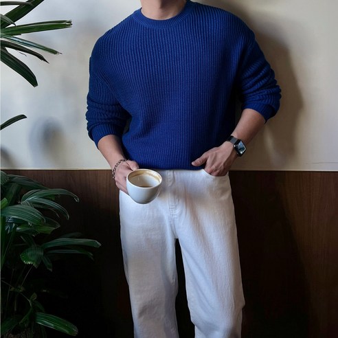 데일트 남자 빅사이즈 하찌 라운드 오버핏 니트