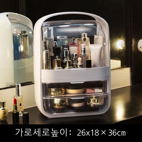 망홍 화장품 수납함 LED 거울 수납함 다목적 가정용 데스크톱 화장대 수납함, 판도라 라지 크리스탈 화이트