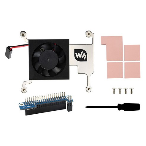 Monland Waveshare 라즈베리 파이 4B/3B+/3B CPU 냉각 팬(GPIO 인터페이스 어댑터 보드 및 알루미늄 합금 브래킷 포함), 블랙&블루