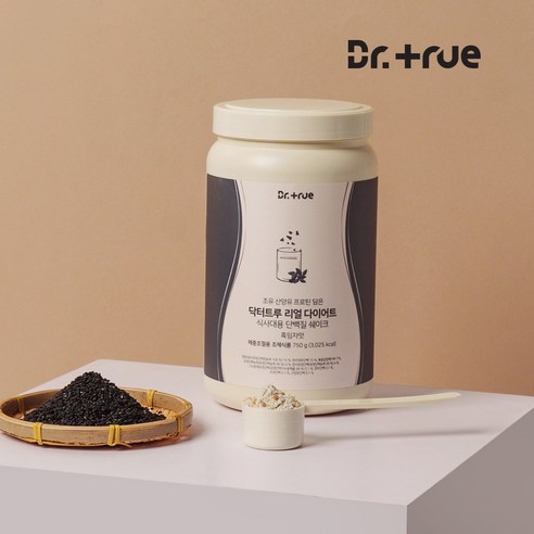 닥터트루 맛있는 단백질 쉐이크 다이어트 식사대용 초유 산양유 프로틴 흑임자맛 750g, 1개