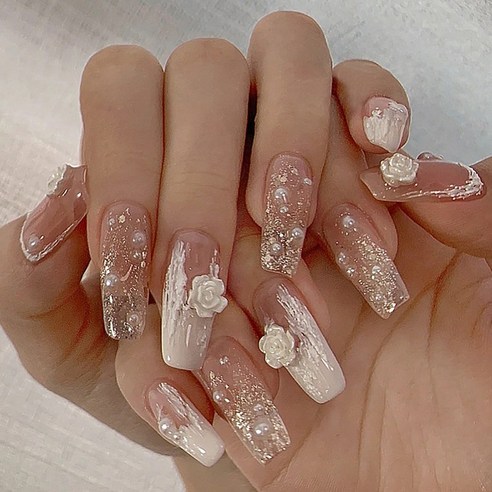 떨샵 화려한 보석 스톤 네일팁 인조네일 셀프네일팁, 2개, NAIL-N363