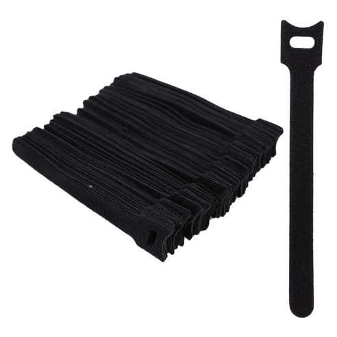 100 PCS 고정 케이블 타이 재사용 가능 케이블 주최자 조정 가능한 후크 및 루프 코드 넥타이 케이블 관리 스트랩, 하나, 보여진 바와 같이