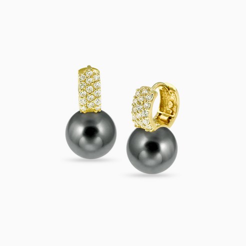 에버링 14K 금 흑진주 귀걸이 한마음 그레이스펄 10mm 원터치_EPHL4713 Gold Earrings Pearl Gift