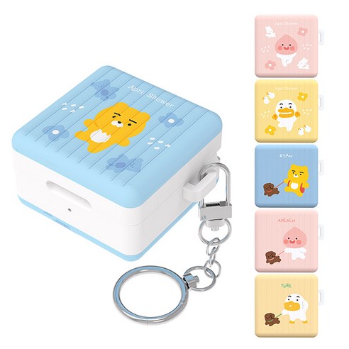 카카오프렌즈 에이프릴샤워 갤럭시 버즈2 프로 라이브 호환 캐리어 콤보 케이스, 해피어피치