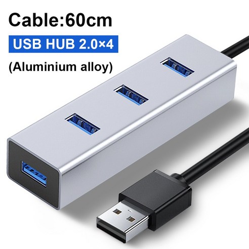 [XIG] OFCCOM 허브 USB 멀티 3.0 허브 USB 분배기 고속 4/7 포트 올인원 PC Windows Macbook 컴퓨터 액세서리 올인원 USB 허브 분배기, 4PortsUSB2.060cm