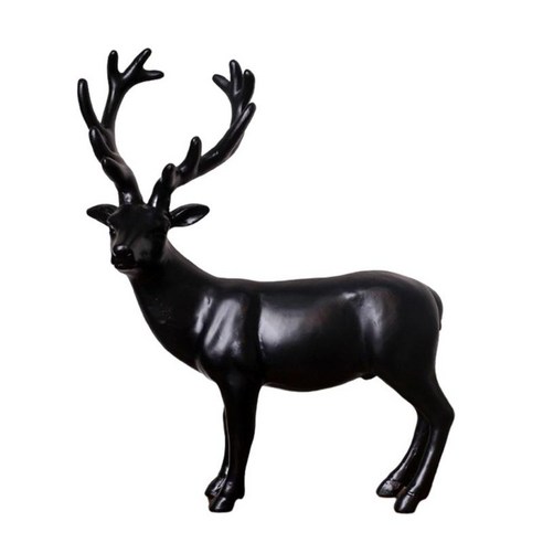 동물 동상 운이 좋은 사슴 엘크 조각 장식 조각 추상 장식 사진 소품 탁상 장식 인테리어에 대한 예술 풍수, 수지, 검은 색