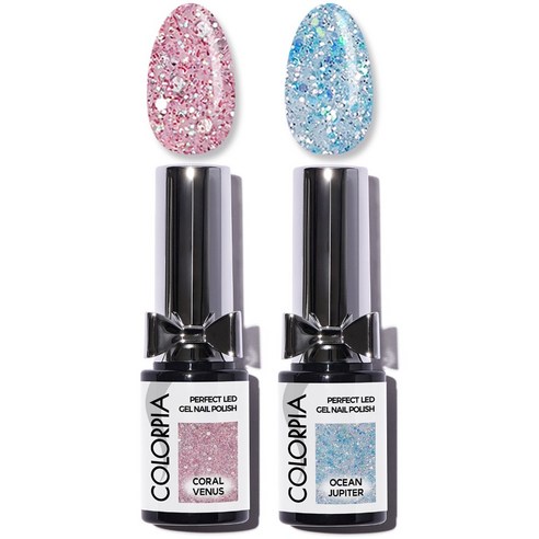 더젤젤네일 추천 상품칼라피아 원스텝 퍼펙트젤 글리터 젤네일 세트, 03. 코랄비너스+..., 1개 제품 사진