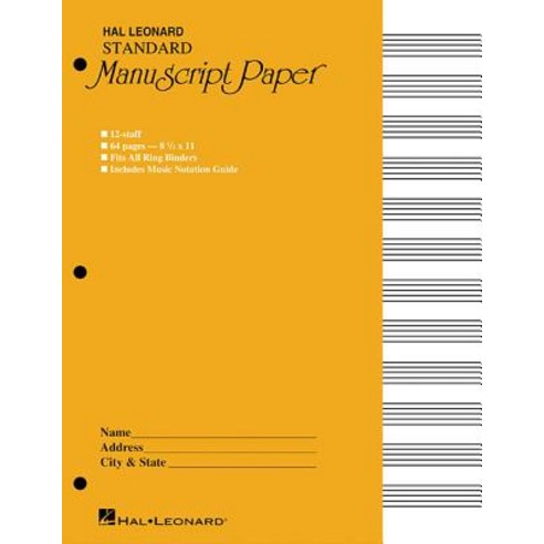 (영문도서) Standard Manuscript Paper (Yellow Cover) Paperback, Hal Leonard Publishing Corp..., English, 9780881884982