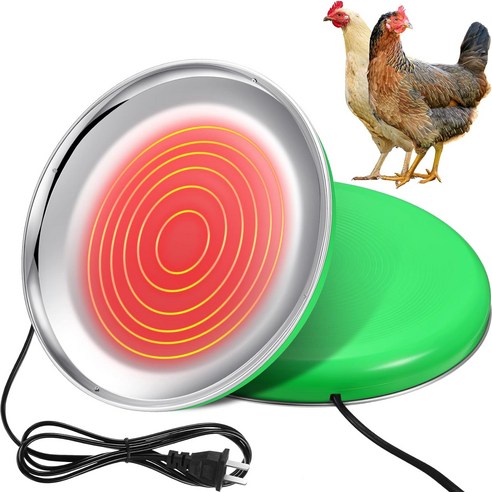 가금류 관리부용품- 겨울 닭 히터용 온수기 110V 38W 히터의 표면 온도는 약 60°C(140°F)에 도달할 수 있음 음료 전기 온수기 베이스(그린 21.6 x 21.6