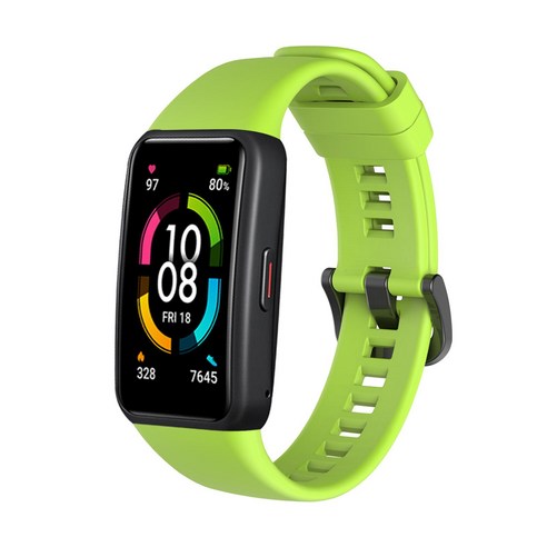 dodocool Honor Band 6 실리콘 교체 스트랩, 초록색 풀, 견장