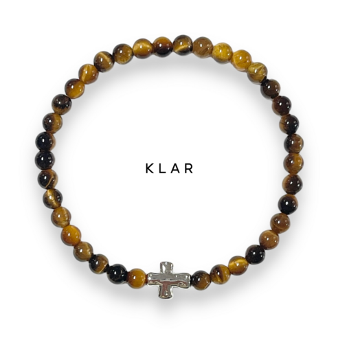 클라(KLAR) 호안석(tiger''s eye) 엔틱십자가 팔찌 (4미리)
