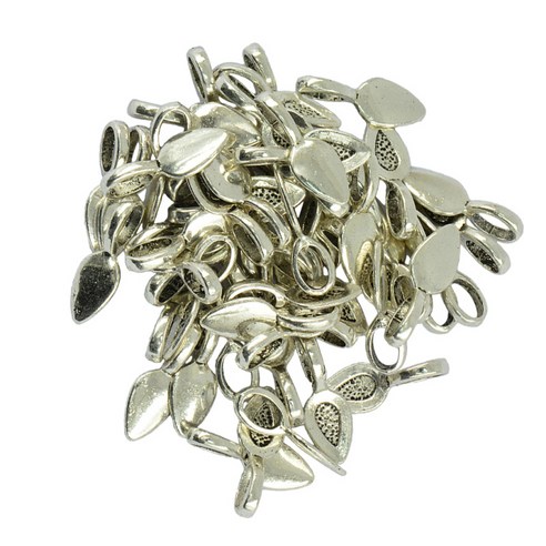 100P 티벳 실버 드롭 잎 접착 21mm DIY 펜던트 카보숑, 21x8x6mm, 합금