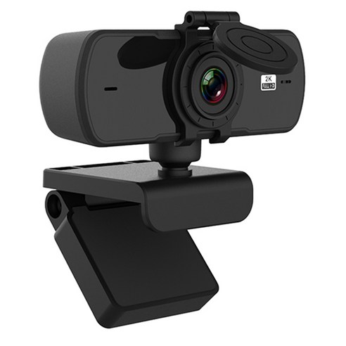 Xzante PC 온라인 학습 화상 통화 수업을 위한 USB 2K HD 웹캠 컴퓨터 노트북, 검은 색, 플라스틱
